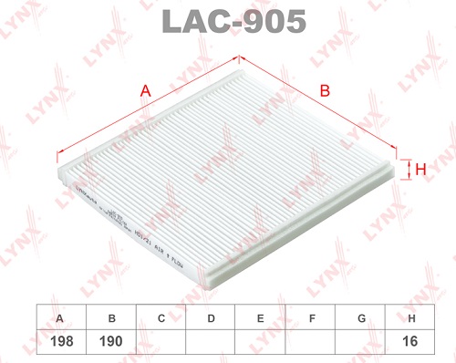 Фильтр салонный LYNX LAC905