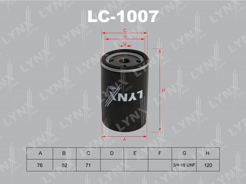 Фильтр масляный LYNX  LC1007