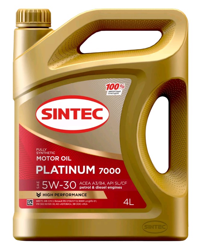 Моторное масло SINTEC PLATINUM 7000 SL/A3/B4 5w-30 4л