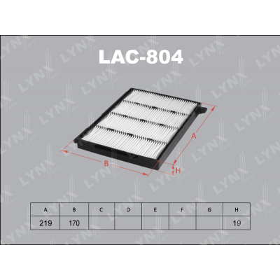 Фильтр салонный LYNX LAC804
