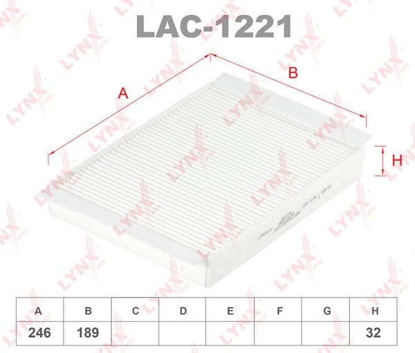 Фильтр салонный LYNX LAC1221 (рециркуляции)