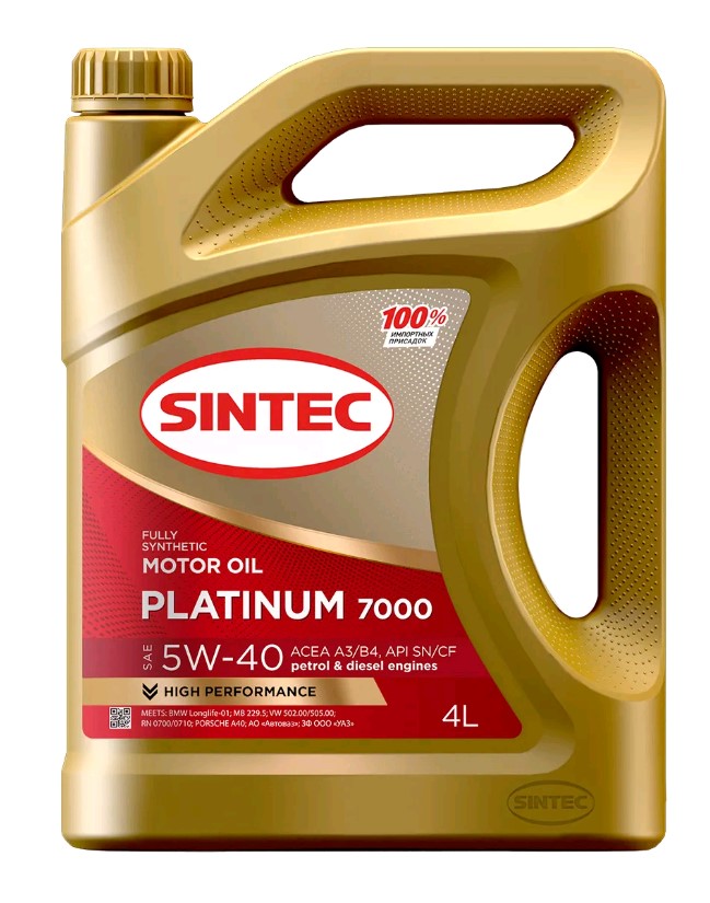 Моторное масло SINTEC PLATINUM 7000 SN/A3/B4 5w-40 4л