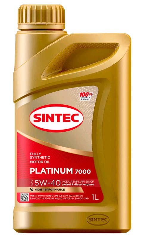 Моторное масло SINTEC PLATINUM 7000 SN/A3/B4 5w-40 1л