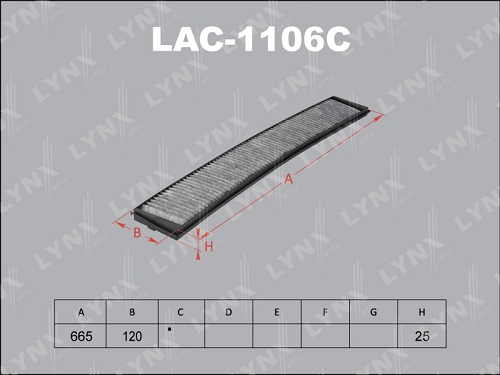 Фильтр салонный LYNX LAC1106C угольный