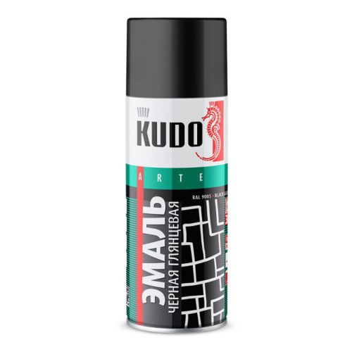 KUDO KU1002 Краска-спрей черная глянцевая 520мл