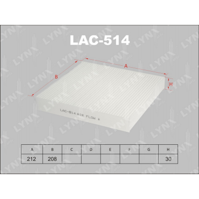 Фильтр салонный LYNX LAC514