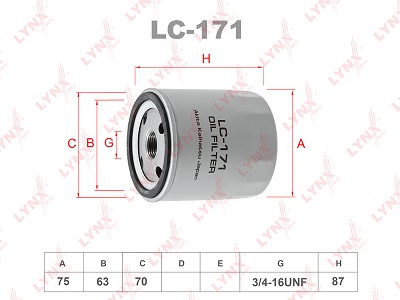Фильтр масляный LYNX  LC171 _