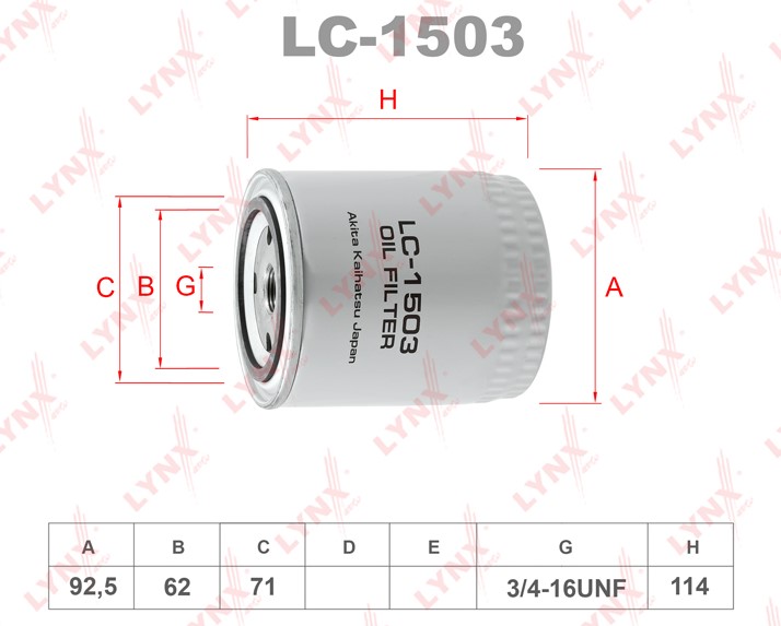 Фильтр масляный LYNX  LC1503