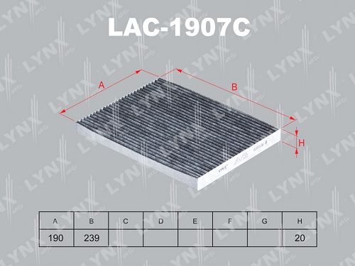 Фильтр салонный LYNX LAC1907C угольный