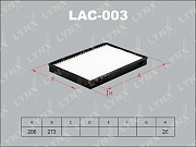 Фильтр салонный LYNX LAC003  ШТ (preview)